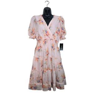 Taylor Dress Size 10 Floral Puff-Sleeve Smocked Cottagecore Romantic Garden Tea